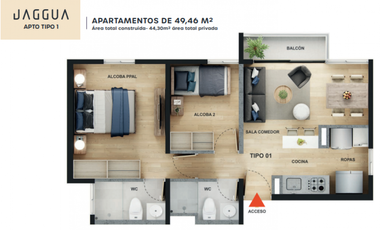 Venta apartamento en cesión de derechos Jaggua en Caldas