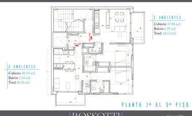 Exc. depto. de 2 amb. c/ balcón al frente - 44.13m2 - Nuñez