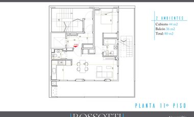 Exc. depto. de 2 amb. c/ balcón al frente - 44.13m2 - Nuñez
