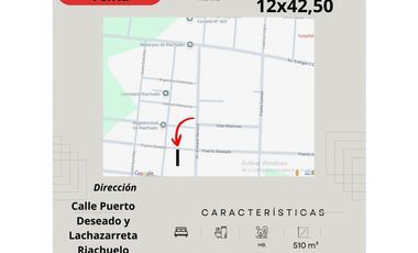 Vendo Terreno en Riachuelo Corrientes por Calle Puerto Deseado