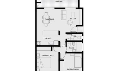 Departamento 3 ambientes planta baja con galeria y parrillla