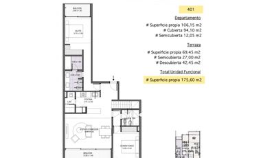 SEMIPISO TRES AMBIENTES CON TERRAZA PRIVADA