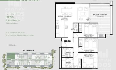 Departamento 3 ambientes en venta GREEN PALMERS