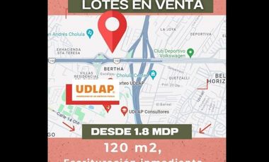 Terreno en venta en zona UDLAP
