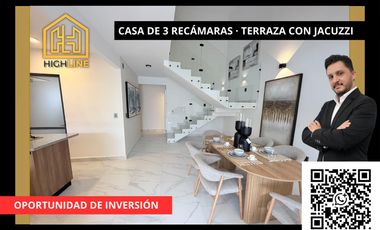 INVERSIÓN A MINUTOS DEL MAR. CASA DE 3 RECÁMARAS, 3 NIVELES, TERRAZA CON JACUZZI. PLAYA DEL CARMEN