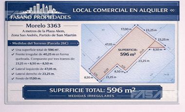 ALQUILER - LOCAL USO COMERCIAL O PROFESIONAL EN SAN ANDRES A METROS DE LA PLAZA ALEM