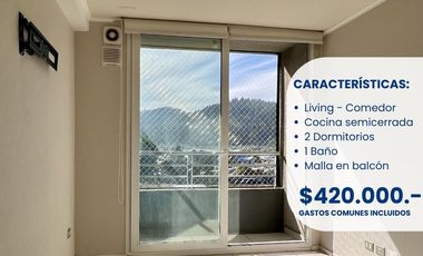 DEPARTAMENTO EN ARRIENDO 2D-1B- GGCC INCLUIDOS