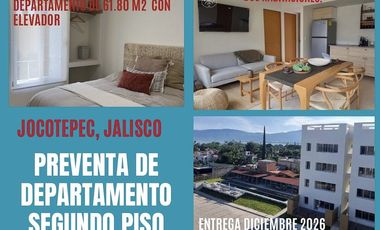 DEPARTAMENTO EN VENTA EN JOCOTEPEC SEGUNDO NIVEL CON ELEVADOR