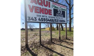 Se vende 33 has de campo con 26 has de chacra Ruta Nacional N°18