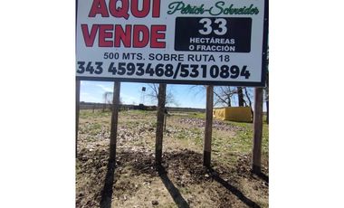 Se vende 33 has de campo con 26 has de chacra Ruta Nacional N°18