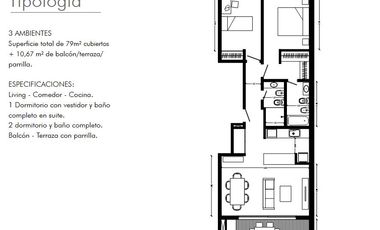 Departamento 3 Ambientes a estreanar en San Isidro