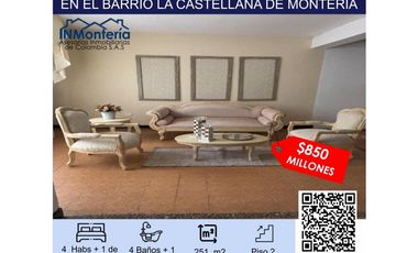 SE VENDE AMPLIA CASA EN EL BARRIO LA CASTELLANA DE MONTERIA.
