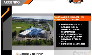 ARRIENDO 2 BODEGAS 3.800 M2 1.800 M2 Y 2.000 M2  EN SIBERIA COTA