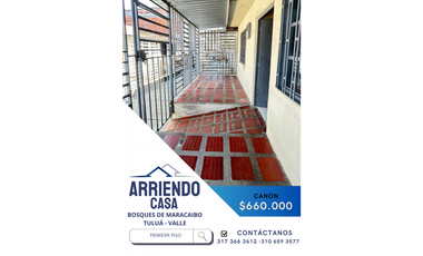 SE ARRIENDA CASA PRIMER  PISO BARRIO BOSQUES DE MARACAIBO TULU