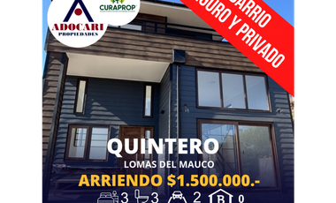 QUINTERO - LOMAS DEL MAUCO - CASA EN ARRIENDO - 3D 3B 2E