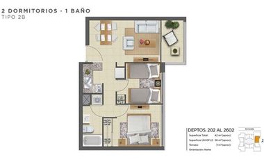 Dpto. Amoblado 2D/1B - Metro v