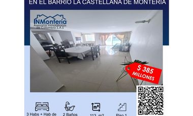 SE VENDE APARTAMENTO EN EL BARRIO LA CASTELLANA DE MONTERIA.