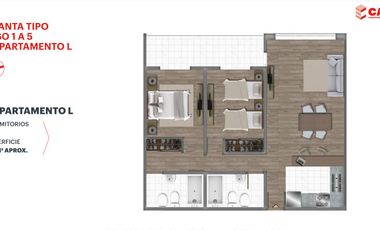 Venta departamento santa fe - Puerto 2 dormitorios