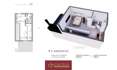 Departamento 2 Ambientes en Venta en Campus Village Pilar