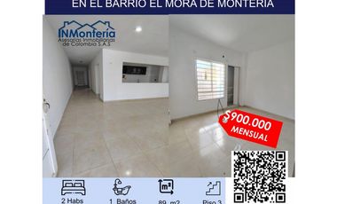 SE ARRIENDA  APARTAMENTO EN EL BARRIO EL MORA DE MONTERIA.