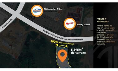 Venta de Terreno Comercial frente a Novey, Chitré, Vía Principal