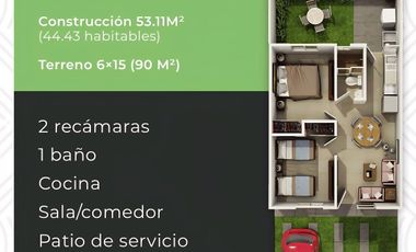 Casa dúplex en planta baja con 2 recámaras y amenidades