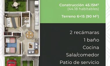 Casa dúplex en planta alta con 2 recámaras y amenidades