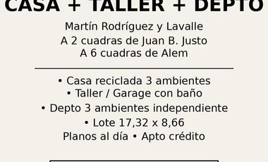 Local + 2 departamentos de 3 ambientes. Venta en BLOCK. Barrio San Carlos