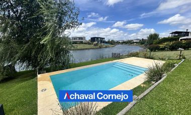 VENTA y ALQUILER casa al lago en barrio Vistas, Puertos (3 dormitorios, dependencia, pileta)
