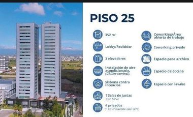 Oficina en Renta Piso 25.  Corporativo Torre JV I.  Via Atlixcayotl.