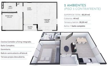 VENTA DPTO. 2 AMBIENTES TIPO DUPLEX C/TERRAZA PROPIA EN MONTE CASTRO