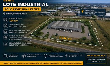 Venta Lote Industrial Ezeiza 7940 m2 Polo Industrial Ideal Depósito Logística