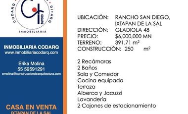 VENTA DE CASA EN IXTAPAN DE LA SAL
