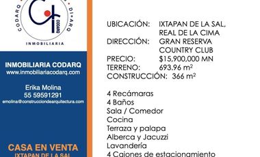 VENTA DE CASA EN REAL DE LA CIMA (Reserva Country Club Golf Resort)