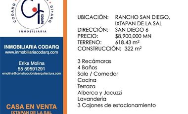 VENTA DE CASA EN RANCHO SAN DIEGO