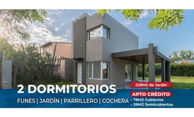 VENTA CASA 2 DORMITORIOS Y JARDÍN FUNES A ESTRENAR