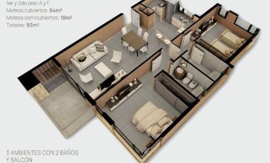VENTA DEPARTAMENTO 2 DORM CON BALCON, B° CANALES