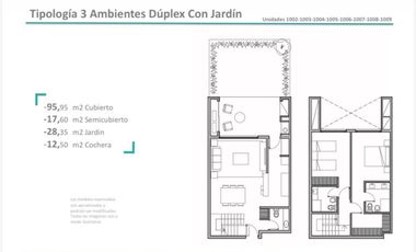 VIVANT TORTUGAS 3 ambientes DUPLEX con jardin