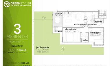 Departamento con parrilla propia y piscina en complejo cerrado