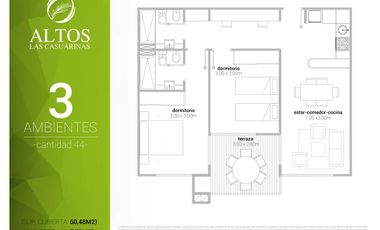 Departamento - Loma Verde 3 ambientes con balcón Parrilla en Complejo cerrado