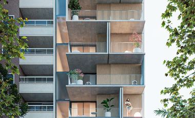 Departamento 2 ambientes en construcción balcón grande con lavadero, baño y toilette.