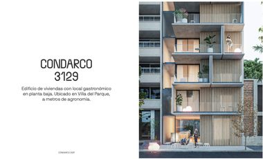 Departamento 2 ambientes en construcción balcón grande con lavadero, baño y toilette.