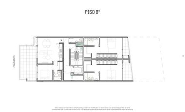 Departamento 2 ambientes en construcción balcón grande con lavadero, baño y toilette.