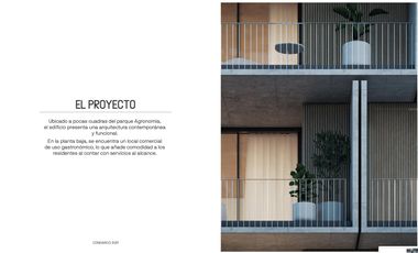 Departamento 2 ambientes en construcción balcón grande con lavadero, baño y toilette.