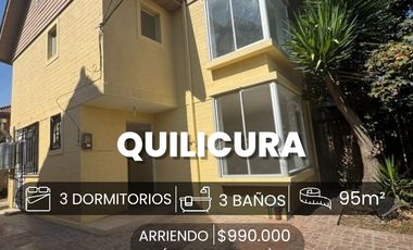ARRIENDO HERMOSA  CASA EN ALTOS DE QUILICURA DE 3 PISOS