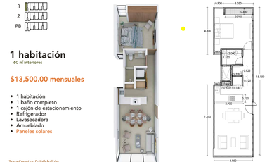 Departamento en Renta en Zona Country, Mérida Yucatán (NUU)