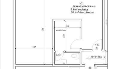 Venta 3 amb TERRAZA con escritorio, baño 180 cuota