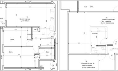 Venta 3 amb TERRAZA con escritorio, baño 180 cuota