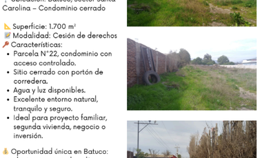 IDEAL COMERCIAL  VENTA TERRENO 1700 MTS COLINA