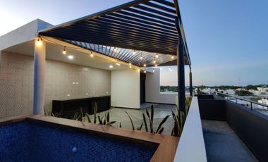 DEPARTAMENTO EN RENTA (MOD. B), ALBERCA, ROOF GARDEN. CARMEN, CAMPECHE.